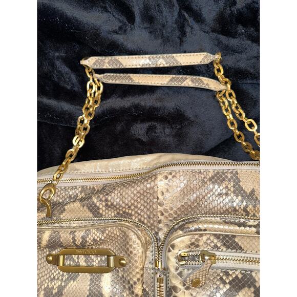 VINTAGE ONE OF A KIND JIMMY CHOO LARGE PYTHON & LEATHER BAG -TONS OF POCKETS! - Picture 12 of 13
